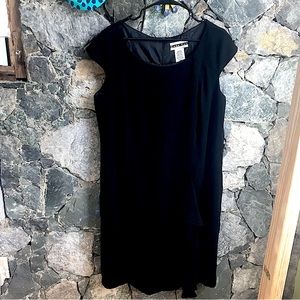 Dana Kay 100% polyester sheath cocktail lined ruffle front dress black size 18W